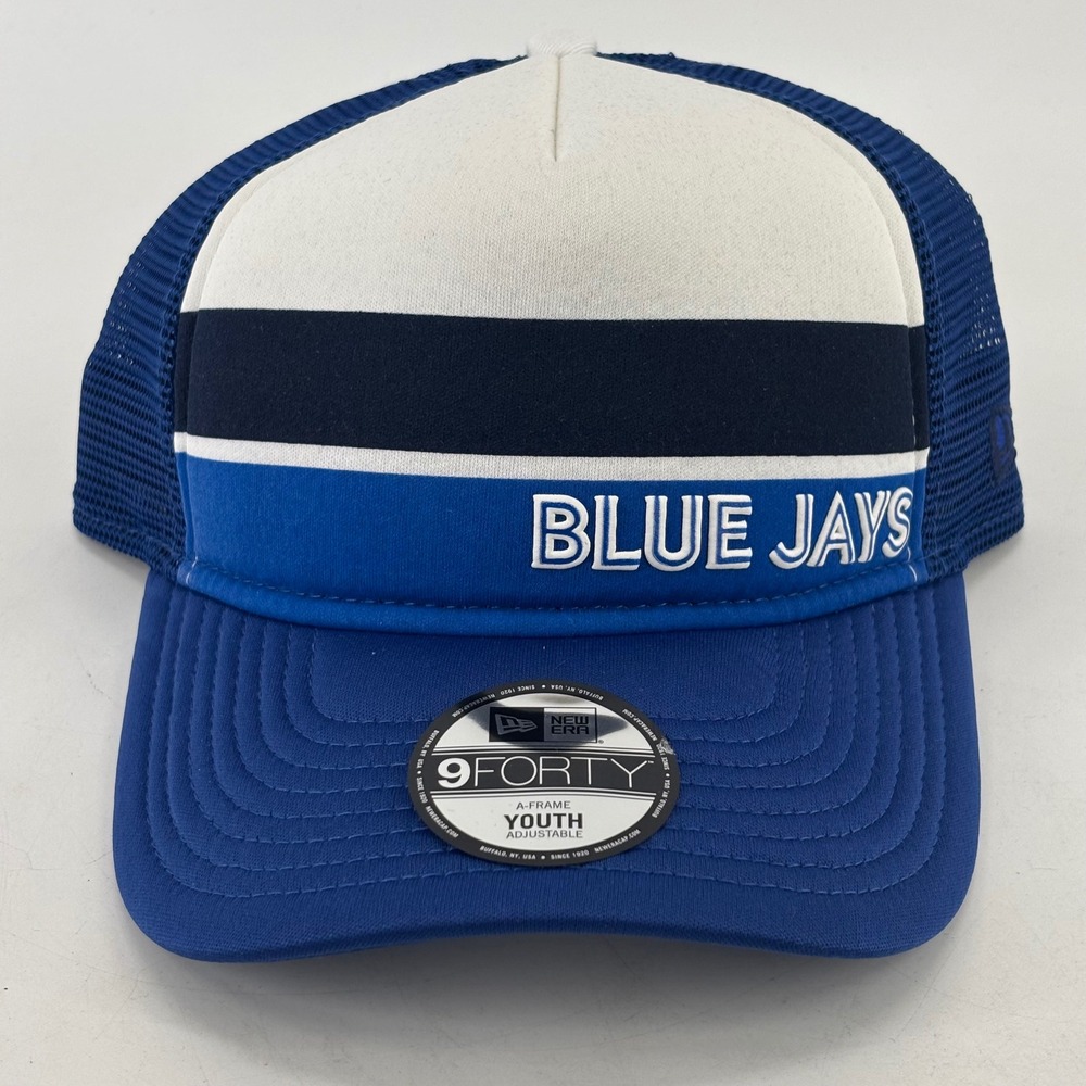 New Era Blue Jays Trucker Hat Youth Adjustable Blue White 9FORTY NWT Cap